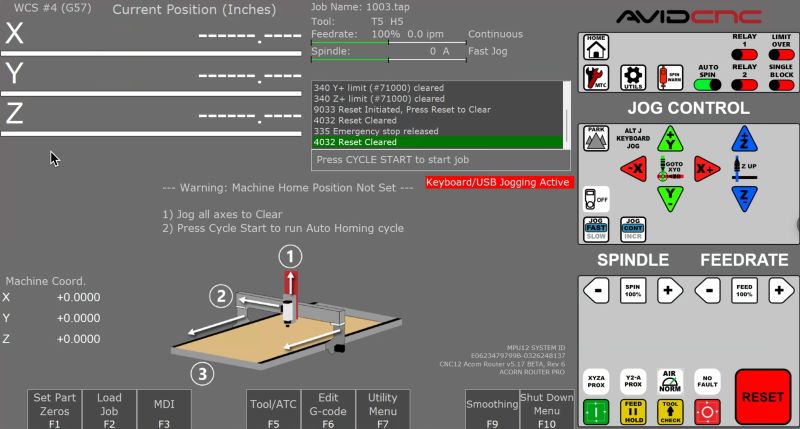 CNC12 Home Screen